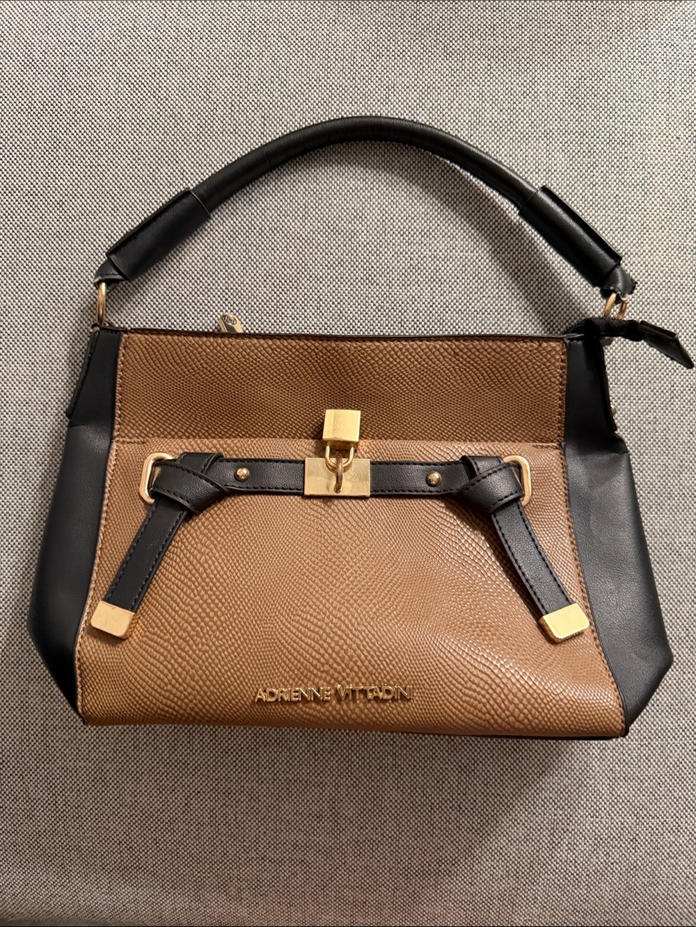 Adrienne Vittadini Tan & Black Top-Handle Satchel